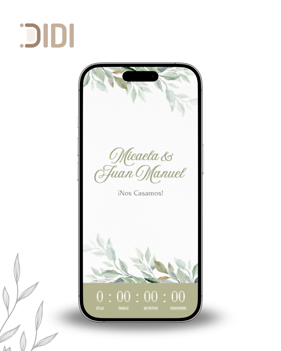 Invitaci&oacute;n XV Eucalipto y Dorado